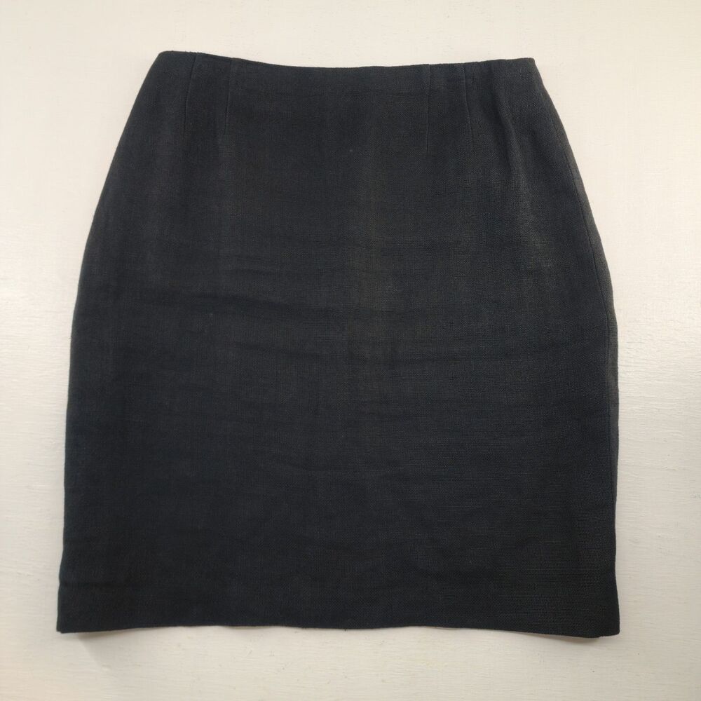 Linda Allard Ellen Tracy Size 14 | Linen Pencil Skirt Black Knee Length